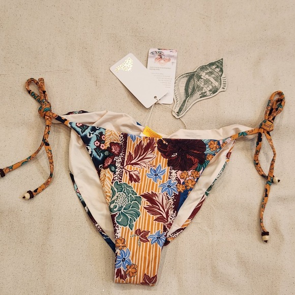 Agua Bendita Other - New L Agua Bendita ALEGRIA Bikini Bottom Women's L Floral Side Tie Swim Large